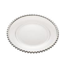 Prato 20cm De Cristal De Chumbo Com Borda Prateada Enfeitada Pearl Sousplat Para Sobremesa Almoço Jantar Presente Botar Mesa Prato 20cm De Cristal De Chumbo Com Borda Prateada Enfeitada Pearl Sousplat Para Sobremesa Almoço Jantar Presente Botar Mesa