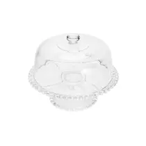 Prato 31 cm para bolo de cristal transparente com pé e tampa Pearl Wolff - 30135