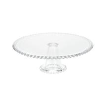 Prato 31 cm para bolo de cristal transparente com pé Pearl Wolff - 2968