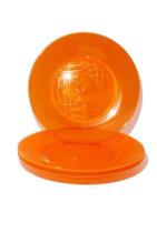 Prato acrilico 15cm laranja translucido c/10un. Prato acrilico 15cm laranja translucido c/10un.