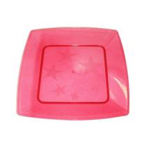 Prato Acrílico Quadrado Vermelho 21cm 10 unidades Plastilânia Prato Acrílico Quadrado Vermelho 21cm 10 unidades Plastilânia