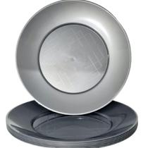 Prato Acrílico Resistente 22cm Prata - 10 unid Prato Acrílico Resistente 22cm Prata - 10 unid