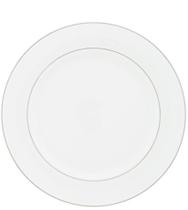 Prato Avulso 19cm Para Sobremesa De Porcelana Com Borda Prateada Mônaco Branco