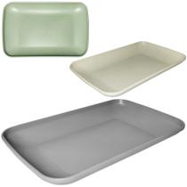 Prato bandeja travessa de bambu ecologico retangular 400ml 21,5x13,5cm