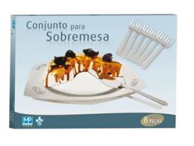 Prato Bolo Boleira Em Inox + 6 Garfos + Pá Servir Sobremesa - Pantheon