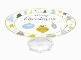 Prato bolo com pe alto 29cm natal escandinavo Prato bolo com pe alto 29cm natal escandinavo