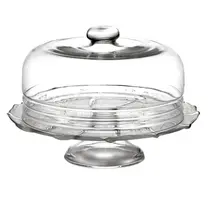 Prato Bolo com Pé e Tampa de Vidro 27 cm Luvidarte