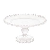 Prato bolo sobremesa com pe de cristal chumbo borda coracao 19cm