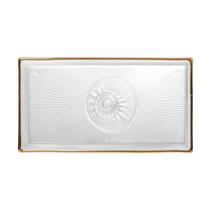 Prato Bolo Tattile Cristal com pé borda dourada 35x19 -L Hermitage Prato Bolo Tattile Cristal com pé borda dourada 35x19 -L Hermitage