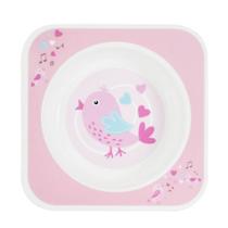 Prato Bowl Quadrado Prático e Resistente Pássaro Rosa pode ir ao micro-ondas e à máquina de lavar KaBaby 1121R