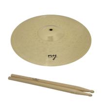 Prato Chimbal para Bateria 14" Liga de Latão + Baqueta 5A Hickory New York Prato Chimbal para Bateria 14" Liga de Latão + Baqueta 5A Hickory New York