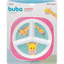Prato Com 3 Divisórias Animal Fun Introdução Alimentar Bebê Infantil Buba Pode Microondas e Lava Louças