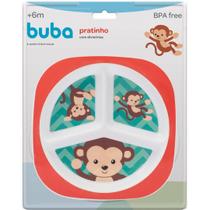 Prato Com 3 Divisórias Animal Fun Introdução Alimentar Bebê Infantil Buba Pode Microondas e Lava Louças