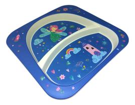 Prato com Divisória Infantil Fibra De Bambu Pratinho Comida Bebê Alimentar