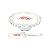 Prato Com Pé Em Porcelana Mon Chéri Com 2 Peças 26x9,3cm L'hermitage Prato Com Pé Em Porcelana Mon Chéri Com 2 Peças 26x9,3cm L'hermitage