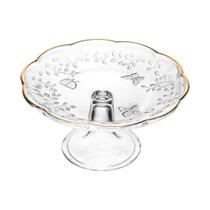 Prato Com Pé Fio De Ouro Chique 19cm Para Bolos Decoração