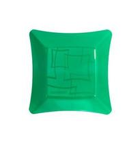 Prato Cristal Quadrado Verde 16cm - 10 unidades