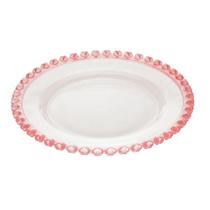 Prato cristal s/mesa chumbo coracao borda rosa 20cm