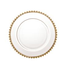Prato Cristal Transparente com Borda Dourada Pearl 20cm