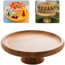 Prato De Bambu Com Pé Para Bolos Salgados Petiscos 18x6cm Lyor