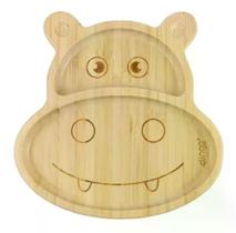 Prato De Bambu Ecológico Com Divisórias Ventosa - Bambu Hipopótamo - A japonesa