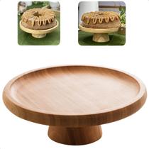 Prato De Bolo Boleira Em Bambu Com Pé Verona Lyor 20x7cm Para Bolos Salgados Petiscos