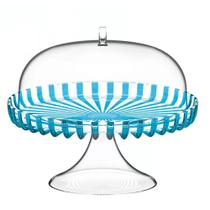 Prato De Bolo Com Domo E Pedestal Em Bio Plástico Turquesa 31X27cm Dolcevita - Guzzini Prato De Bolo Com Domo E Pedestal Em Bio Plástico Turquesa 31X27cm Dolcevita - Guzzini