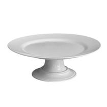 Prato de Bolo com Pé Grande em Cerâmica Liso Branco 34cm Prato de Bolo com Pé Grande em Cerâmica Liso Branco 34cm