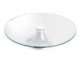 Prato De Bolo E Doces De Vidro Com Pedestal Em Aço Inox 30Cm