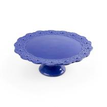 Prato de Bolo Rendado Vazado Azul Hortensia Grande