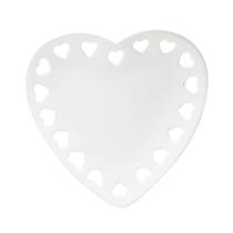 Prato de Cerâmica com Borda Coração Branco 18 x 17cm - Unid. - LYOR