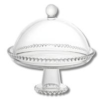 Prato de Cristal Com Pé e Tampa Pearl Para Bolos Mesa Posta Doces Wolff Prato de Cristal Com Pé e Tampa Pearl Para Bolos Mesa Posta Doces Wolff