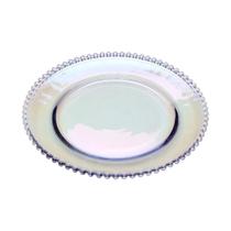Prato De Cristal De Chumbo Rainbow Furta Cor 32cm Com Borda Pearl Decorada Sousplat Redondo Para Servir Almoço Jantar Mesa Presente Prato De Cristal De Chumbo Rainbow Furta Cor 32cm Com Borda Pearl Decorada Sousplat Redondo Para Servir Almoço Jantar Mesa Presente