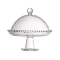 Prato de Cristal p/ Queijo Bolo c/ Pé e Tampa Pearl 20 x 18 cm - Wolff Prato de Cristal p/ Queijo Bolo c/ Pé e Tampa Pearl 20 x 18 cm - Wolff