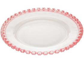 Prato de Cristal Redondo 20cm Rosa Raso Lyor - Coração Prato de Cristal Redondo 20cm Rosa Raso Lyor - Coração