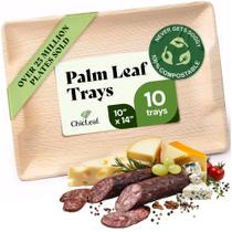 Prato de folhas de palmeira Chic Leaf Retangular 10x14cm Pacote com 10