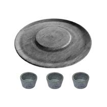 Prato de Hambúrguer Porções 26cm e 3 Molheiras Pedra Sabão Prato de Hambúrguer Porções 26cm e 3 Molheiras Pedra Sabão