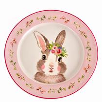 Prato De Jantar Coelho Branco/Rosa - 27cm - Tokdacasa