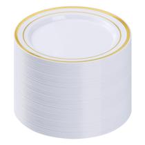 Prato de jantar descartável BESTVIP Gold Plastic 26 cm 100 unidades