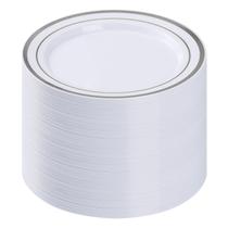 Prato de jantar descartável BESTVIP Silver Plastic 26 cm 100 unidades Prato de jantar descartável BESTVIP Silver Plastic 26 cm 100 unidades