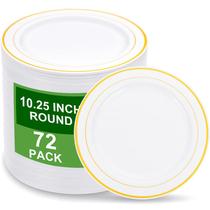 Prato de jantar descartável WELLIFE 72PCS Gold Plastic 26cm