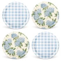 Prato de jantar descartável Whaline Hydrangea Plaid Paper 23cm