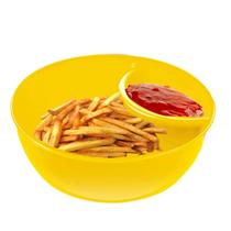 Prato de lanche, prato empilhável, molho, tigela de batatas fritas, amarela