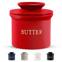 Prato de manteiga Kook Matte Red Ceramic French Crock
