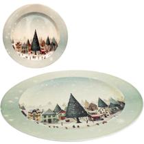 Prato De Melamina Redondo Jantar Natal Natalina Raso 35cm De Ø kit 4 pçs Prato De Melamina Redondo Jantar Natal Natalina Raso 35cm De Ø kit 4 pçs