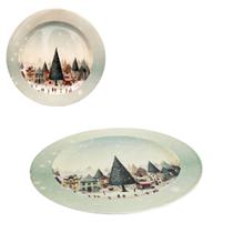 Prato De Melamina Redondo Para Sobremesa Natal Natalina 17,5cm De Ø kit 4 peças Prato De Melamina Redondo Para Sobremesa Natal Natalina 17,5cm De Ø kit 4 peças