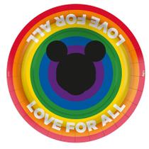 Prato de Papel Festa Mickey Arco-Íris - 12 unidades - Regina -