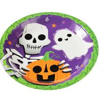 Prato de Papel Halloween Divertido - 10 unidades - 18 cm