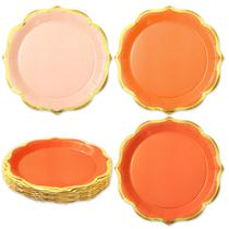 Prato de papel Whaline Orange 23 cm, folha de ouro recortada x30 Prato de papel Whaline Orange 23 cm, folha de ouro recortada x30