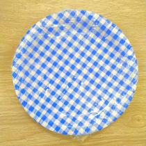 Prato de Papel Xadrez Azul 18cm Festa Junina - 08 unidades - Kaixote - Rizzo Festas